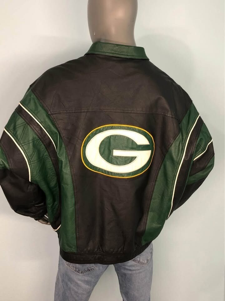 VTG 90's GREEN BAY PACKERS Leather Jacket NFL XL Men PRO