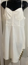 Almost Famous Womens Dress XL Stretch Adjustable Straps W/chain Accent Cream Clr