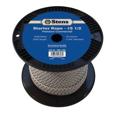 New Stens 200' Solid Braid Starter Rope 146-126 For #5 1/2 Solid Braid ...