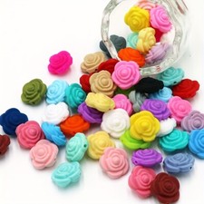 60pcs 20mm Large Silicone Beads Rosette Beads Double Sided Rose Flower DIY