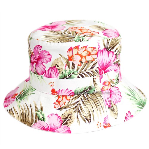 Bucket Hat Hawaiian Floral Boonie Cap Men Women Beach Travel Summer Fishing Hat - Picture 10 of 12