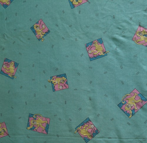 Cotton Knit Fabric YELLOW MONKEY Blocks on Mint Green T-SHIRT PAJAMA 60"W 2¾ Yds - Picture 3 of 6