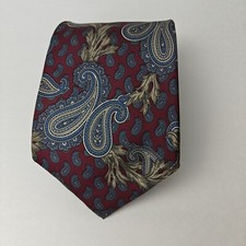 MIKAEL YORK Collection Paisley Men's Tie RED BLUE Italian Silk, Made In America