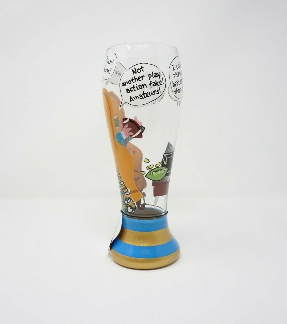 Lolita Gotta Love Beer Armchair Quarterback Hand Painted Beer Pilsner