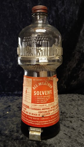 Ford Rotunda All Weather Solvent Fluid Bottle With Bracket 16oz Vintage Ford Rotunda All Weather Solvent Fluid Bottle With Bracket 16oz Vintage