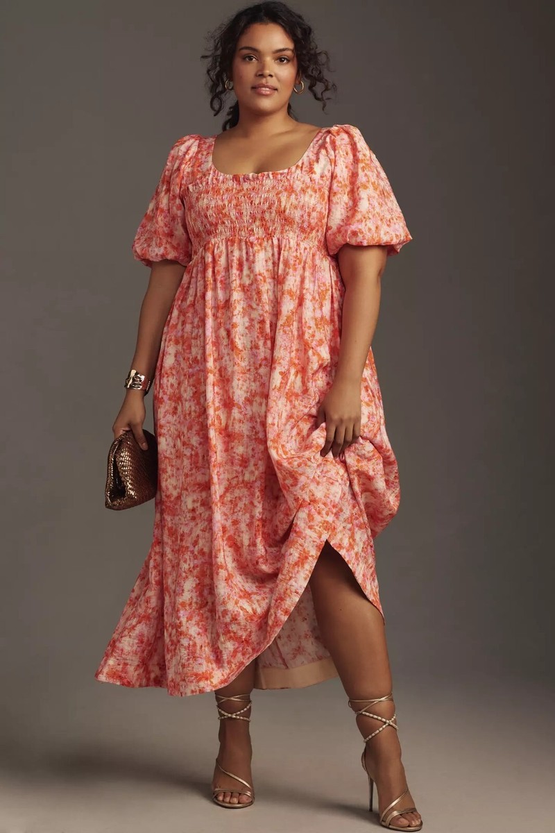 strapless open back dress Plus Size Orange Satin Ruffle Mini Dress main image 1