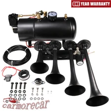 Train Horn Kit 4 Trumpets For Truck Car Pickup Loud System 1G Air Tank 150psi