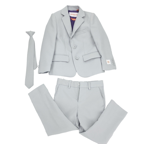 Opposuits Suit Set Boys Youth 4Y Gray 3 Piece Pants Jacket Tie Two Buttons