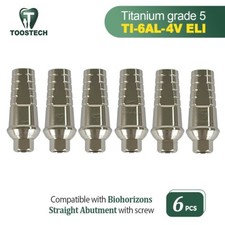 6pcs Ti Cemented Abutment Titanium Straight Abutment compatible Biohorizons 3.5