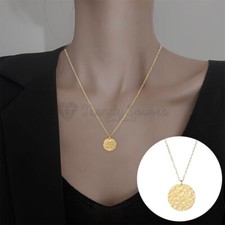 Geometric Round Hammered Disc 925 Sterling Silver Pendant Necklace Jewellery 1Pc