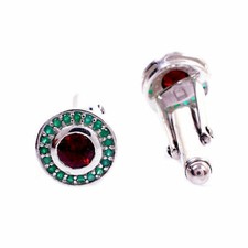 Natural Garnet & Tsavorite Gemstones with 925 Sterling Silver Men's Cufflinks #5