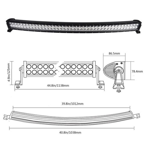 Curved Amber/White/Strobeflash Led light Bar Offroad 22" 32" 42" 50" 52" 600W - Picture 32 of 41