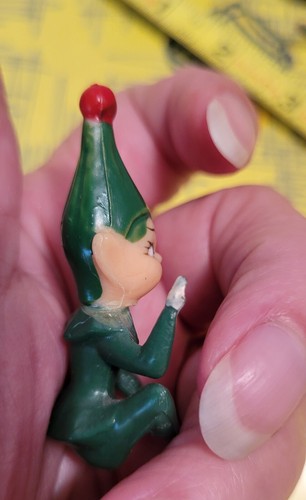 Vtg. Christmas Red Rubber Elf Ornament + 3 Miniature Hard Plastic Elves. - Picture 14 of 24