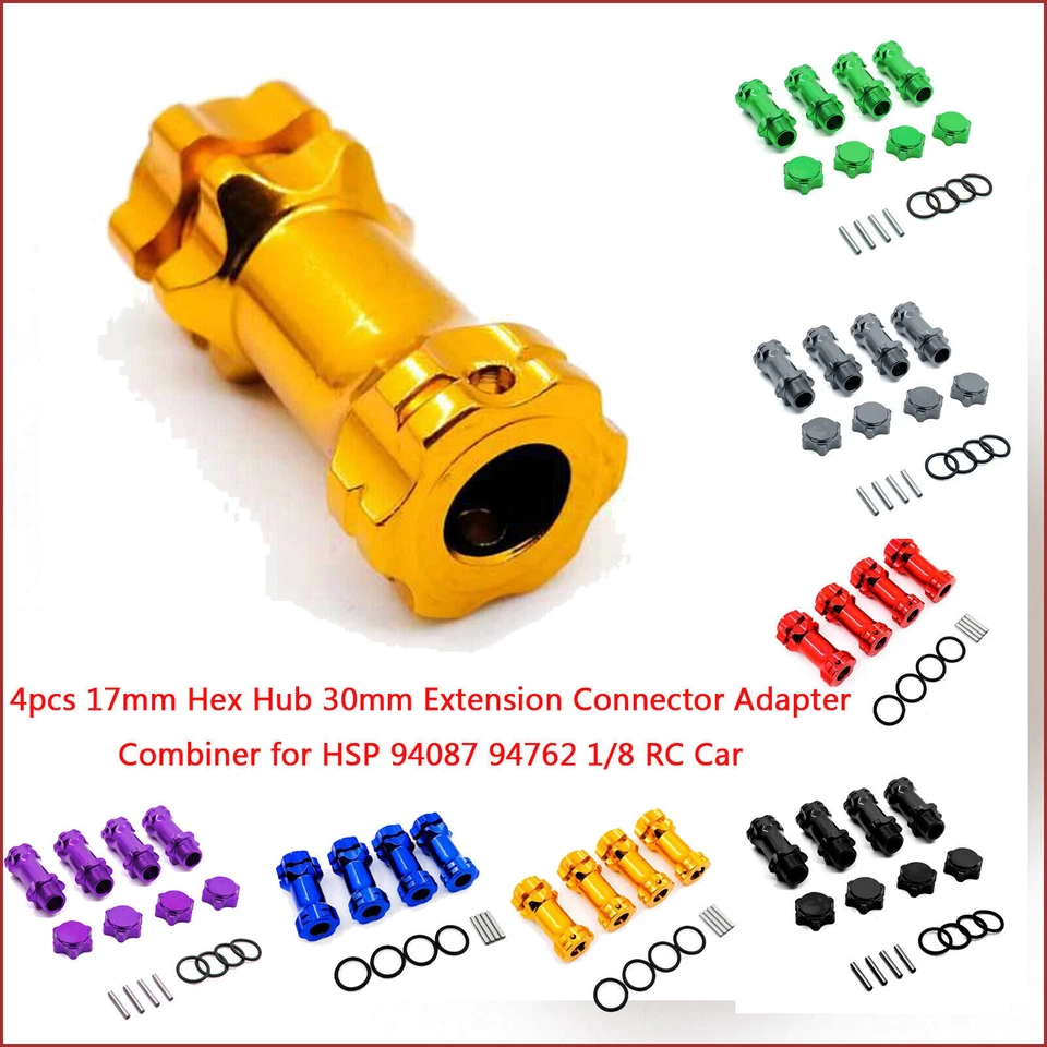 17mm Hex Hub 30mm Connector Adapters Combiner for HSP 94087 94762 1/8RC Car*4PCS - Image 2 of 4