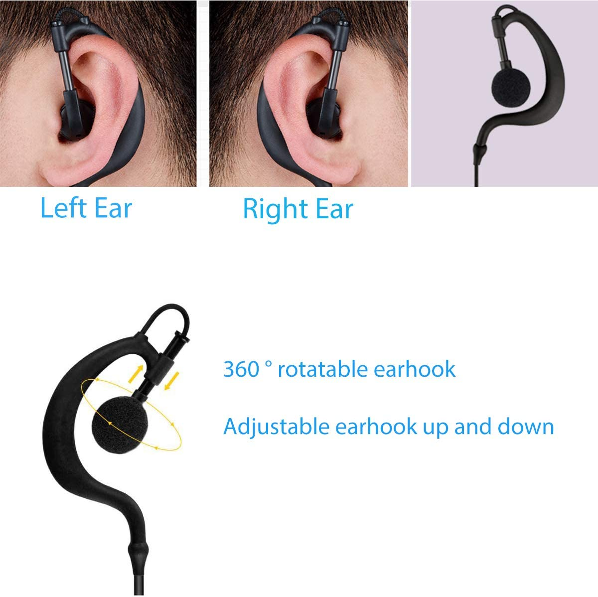 Retevis Auricolari Per Walkie Talkie - Cuffie 2 Pin Tipo C Compatibili Con Baofeng UV5R E Altri