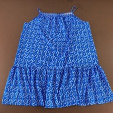 Cnebo Women's Size 4XL Blue Floral Sleeveless Ruffle Hem Casual Sun Dress New