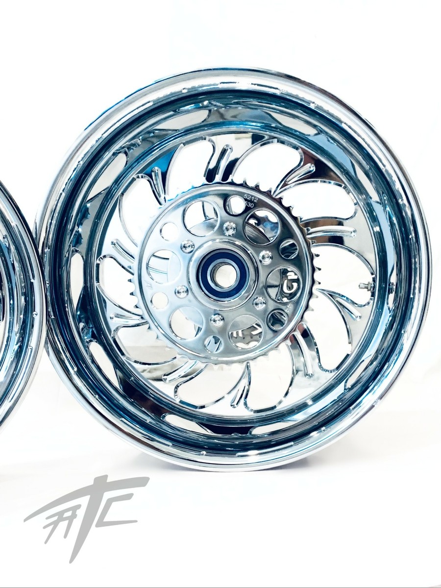 NINJA STOCK SIZE CHROME SHARK TOOTH WHEELS 12-20 KAWASAKI