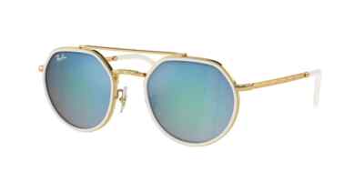 RAY-BAN SUNGLASSES RB3765 001/4O GOLD/BLUE MIRROR LENS