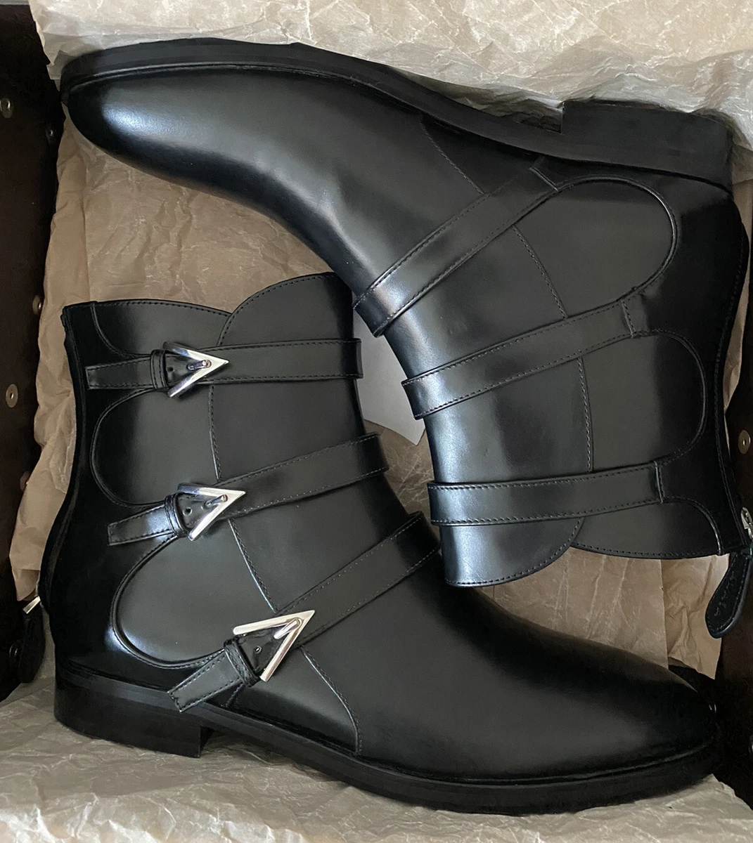 Leather boots with best sale buckles