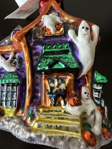 Christopher Radko 1999 Halloween Ornament "HOWL MANOR'' 99-299-0 Ghost Black Cat - Picture 15 of 16