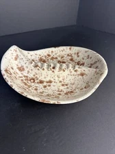 Vintage Mid Century Modern 1960-70s Aomeba Ceramic Ashtray Cream w/ Brown Spots