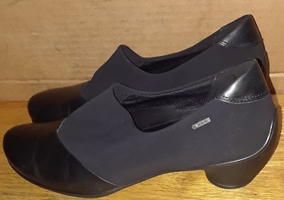 ECCO Rise GTX Gore Tex Women's Black Stretch Slip On Loafers.Sz EU 39 US (8-8.5)