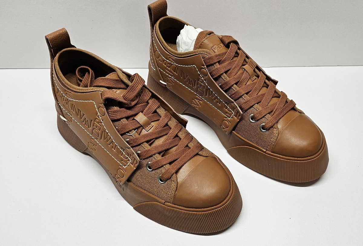 “J W ANDERSON” BIGチェーン レザースライダー Brown RARE JW Anderson Panelled Low-top Sneakers Leather Brown US