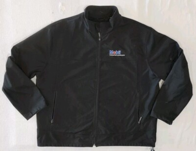 #ad Mobil Oil North End Ozem System Embroidered Gray Oil Jacket Adult Size 2XL XXL $35.00