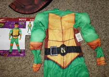 TMNT Teenage Turtles Mutant Mayhem Mikey Halloween Costume Kids Medium 8 NO MASK