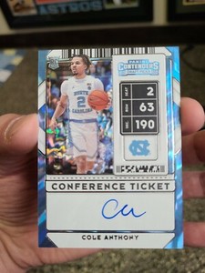 2020 Contenders Cole Anthony Conference Ticket ON CARD Auto Autograph 4/10! UNC