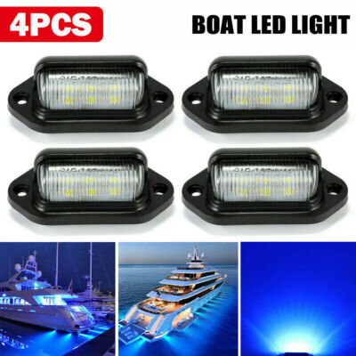 4x Marine Boat RV LED Deck Courtesy Lights Wasserdichtes blaues Heckspiegellicht