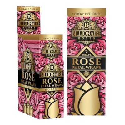 Billionaire H Rose Petal 2pk Wrap Organic Rolling Paper  25 ct Total 50 Wraps