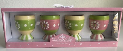 Johanna Parker Easter Set of 4 Egg Cups Carnival Cottage Magenta Spring NEW