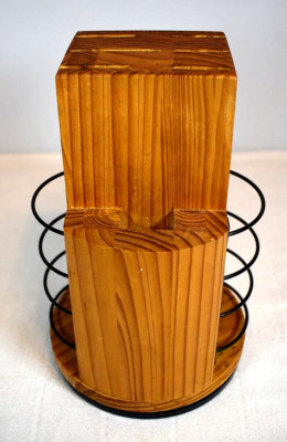 Chefmate's Wood Knife Block w/2 Wire Racks, 6 Knife Slots & Black Rotating Base
