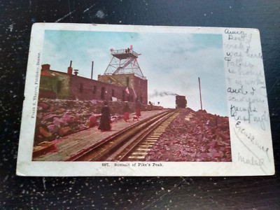 1908 Summit Of Pike's Peak RR Station Souvenir Train Railroad Postcard