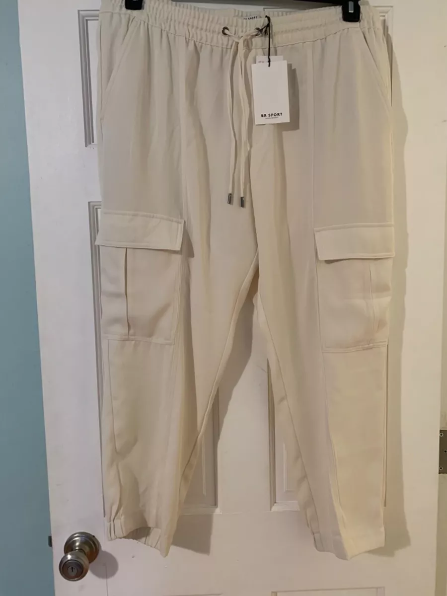 Banana Republic BR SPORT Beige Elasticized Ankle Cargo Pants Size XL PFS 50