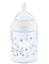NEW NUK 5 oz BABY BOTTLE GRAY WHITE DOTS