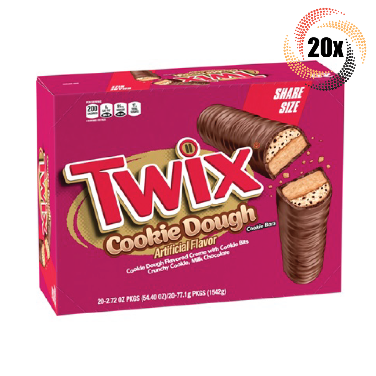 Full Box 20x Pack Twix Cookie Dough Share Size Candy Bars | 4 Bars 