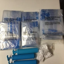 Hi Bag Travel Compression Bags 50 piece Lot various sizes w/air pumps