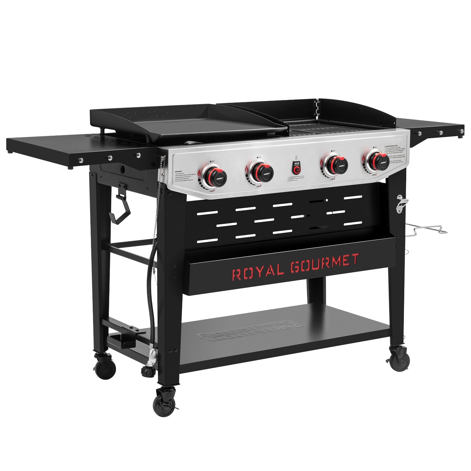 Royal Gourmet Propane Gas Grill and Griddle Combo with An Set of Grilling Gear
