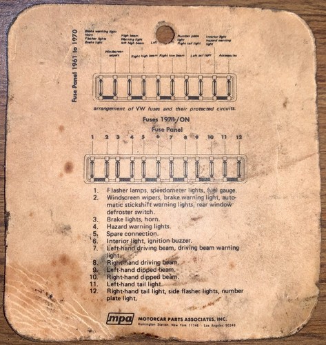 Volkswagen (VW) RB-215 Fuses- All Models 1961-1970 NOS Fits some 71 & Up see pic - Picture 2 of 2