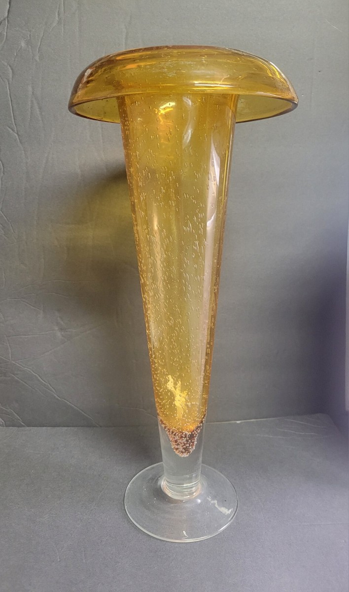 Vintage Yellow Glass Vase Tall | eBay