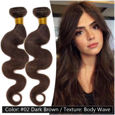 1-4 Bundles Body Wave 8A Brazilian Virgin Human Hair Extensions Weave Weft Brown