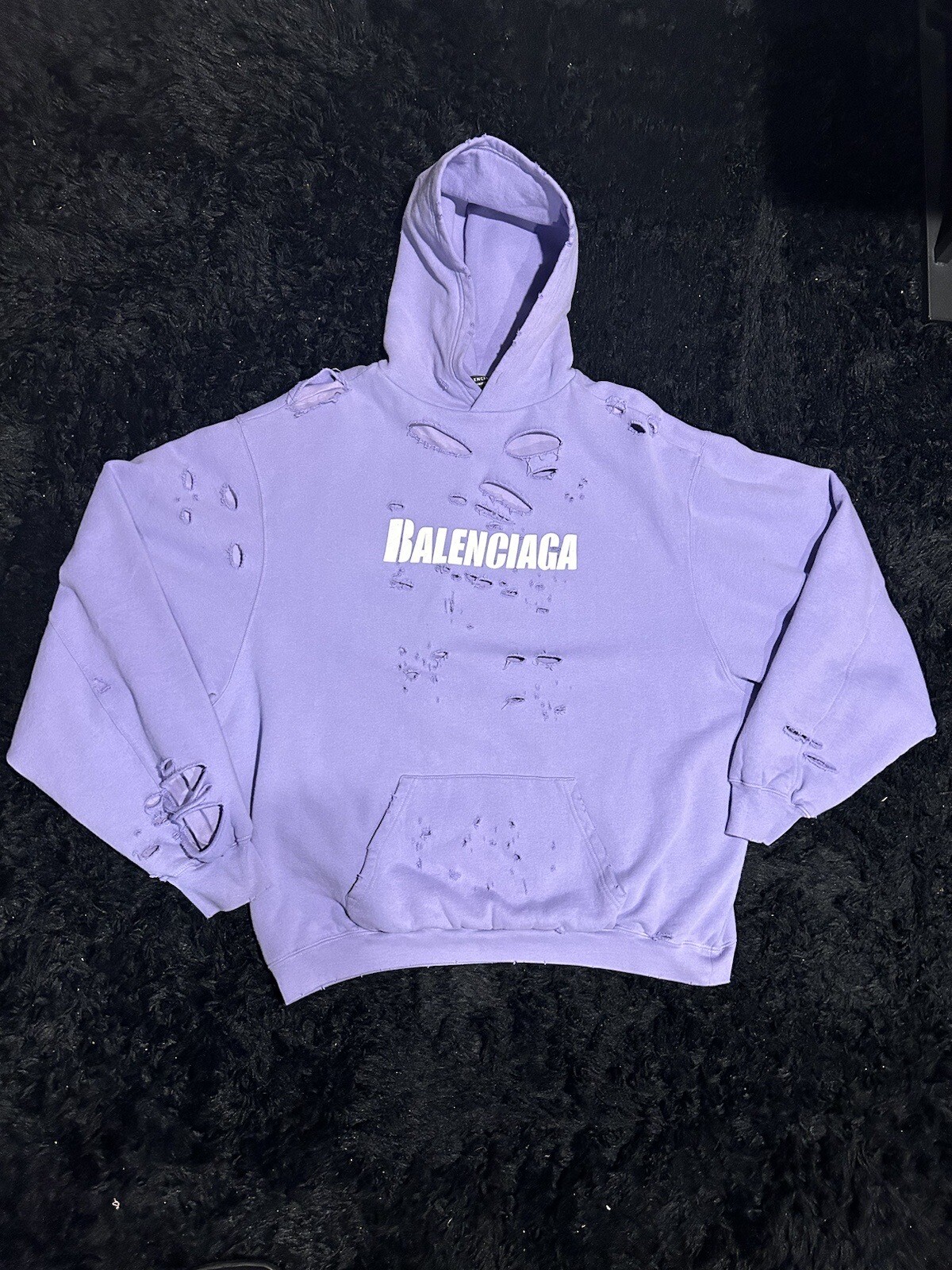 Balenciaga Caps Destroyed Hoodie - Gem