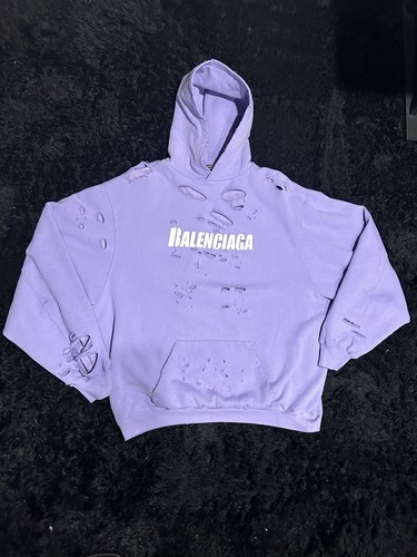 Balenciaga Caps Destroyed Hoodie - Gem