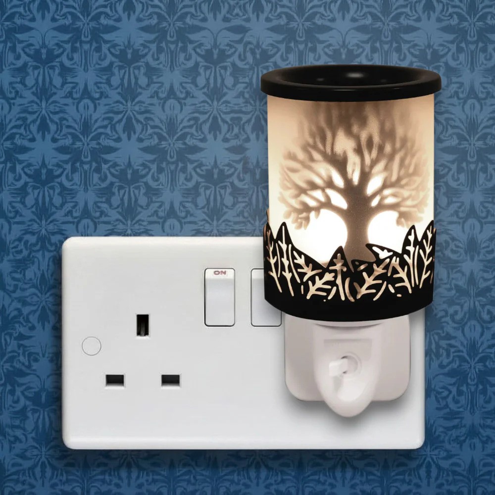 Plug In Scented Wax Melt Warmer Electric Aroma Diffuser Lamp Black Tree of Life