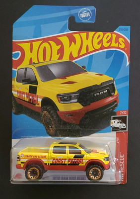 2021 Hot Wheels HW Rescue 2020 Ram 1500 Rebel, Yellow, #238 - Treasure Hunt