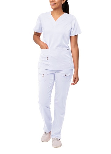 Adar Uniforms Women's Scrub Set - Enhanced V-Neck Top/Multi Pocket Pants - Picture 64 of 126