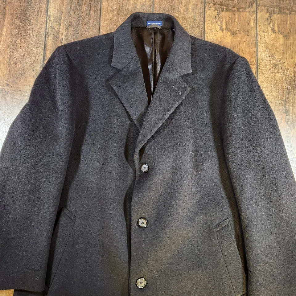 Casaco trench coat Stafford Performance masculino 44R lã náilon 3 botões preto  - Imagem 3 de 4