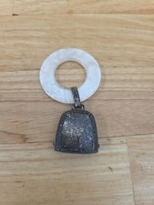 Antique Sterling Silver Baby Rattle Mother Of Pearl Ring